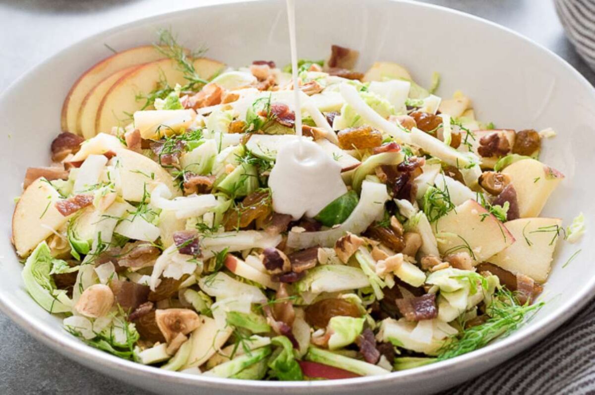 Creamy Shaved Brussels Sprout Salad. 