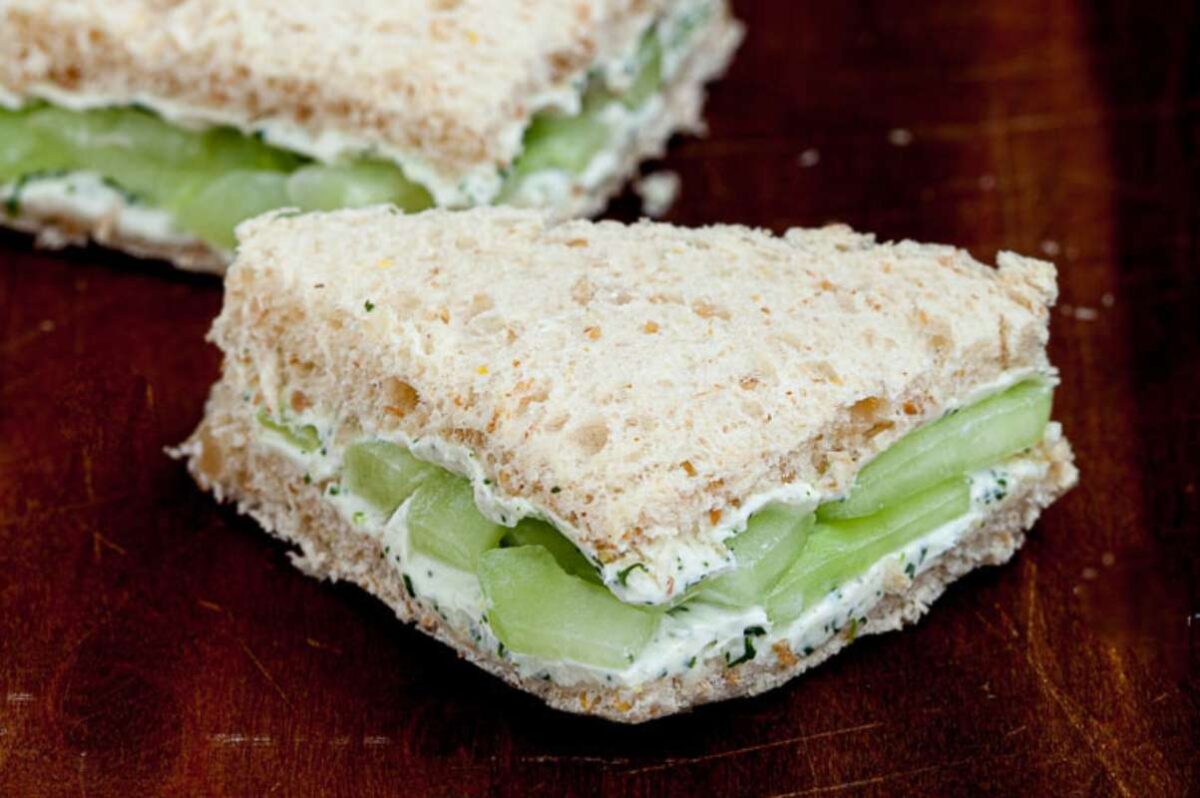 Cucumber Sandwiches with Cream Cheese and Lemon. 