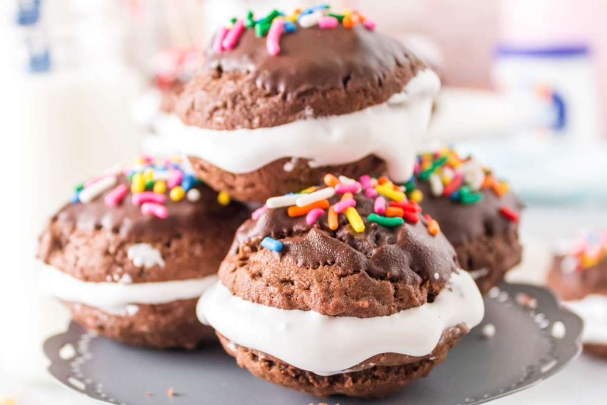 Delicious Homemade Chocolate and Marshmallow Sandwich Cookies.