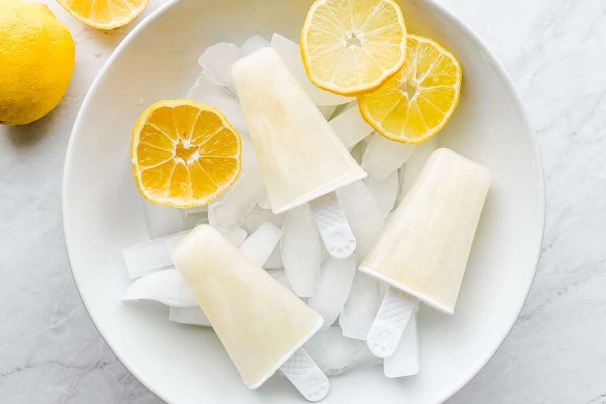 Easy 3 Ingredient Lemon Popsicles.