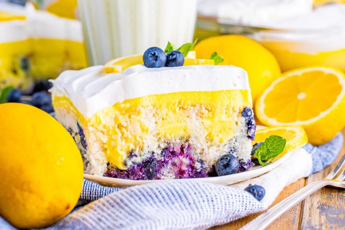 Easy Blueberry Lemon Poke Cake