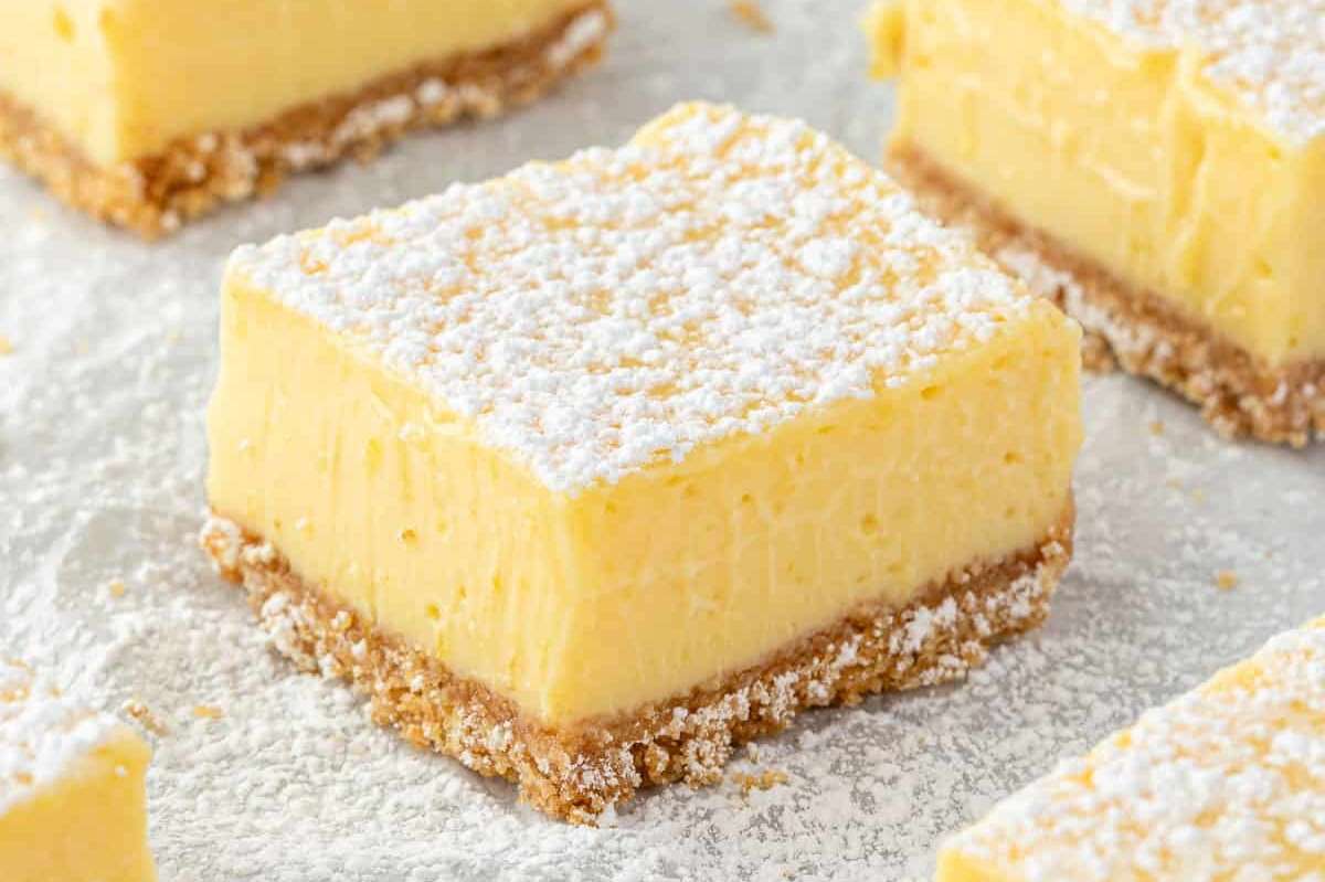 Easy Lemon Bars with Graham Cracker Crust. 