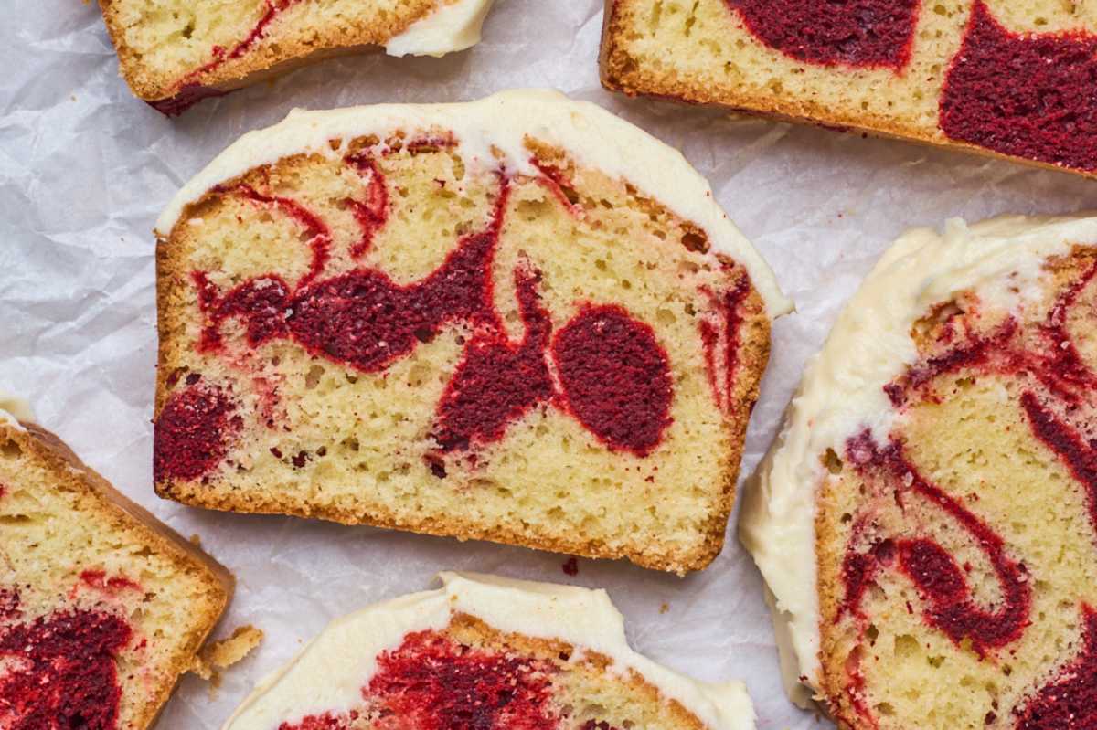 Easy Red Velvet Marble Loaf Cake. 