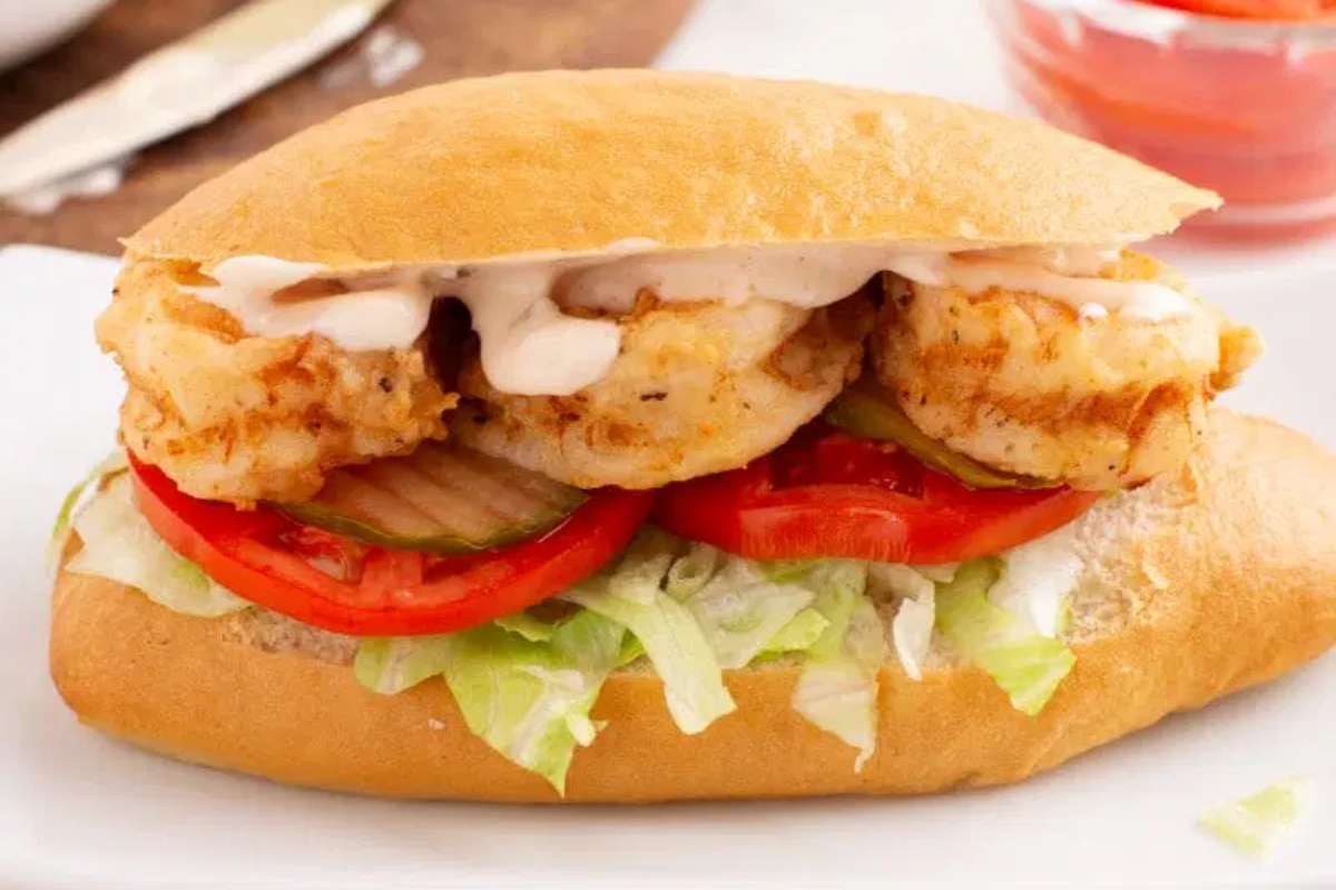Fried Shrimp Po Boy Sandwich.