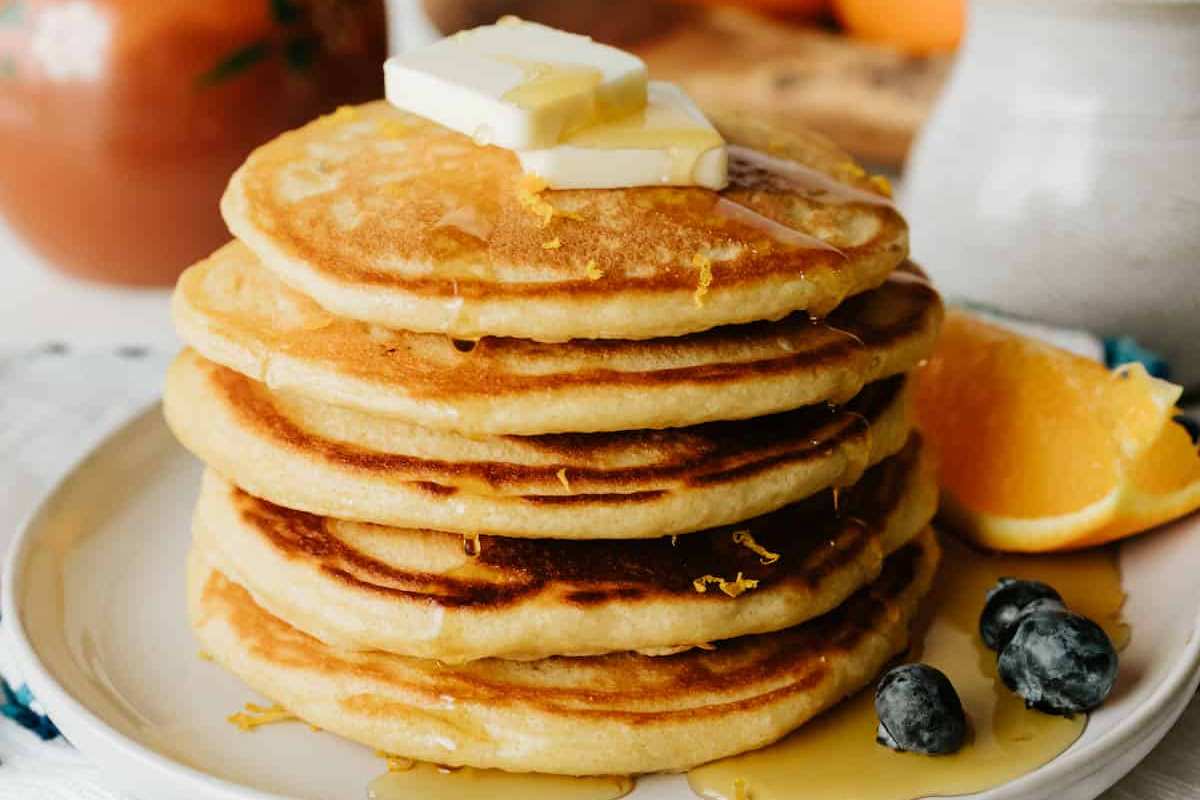 Fluffy Buttermilk Pancakes With Orange. 