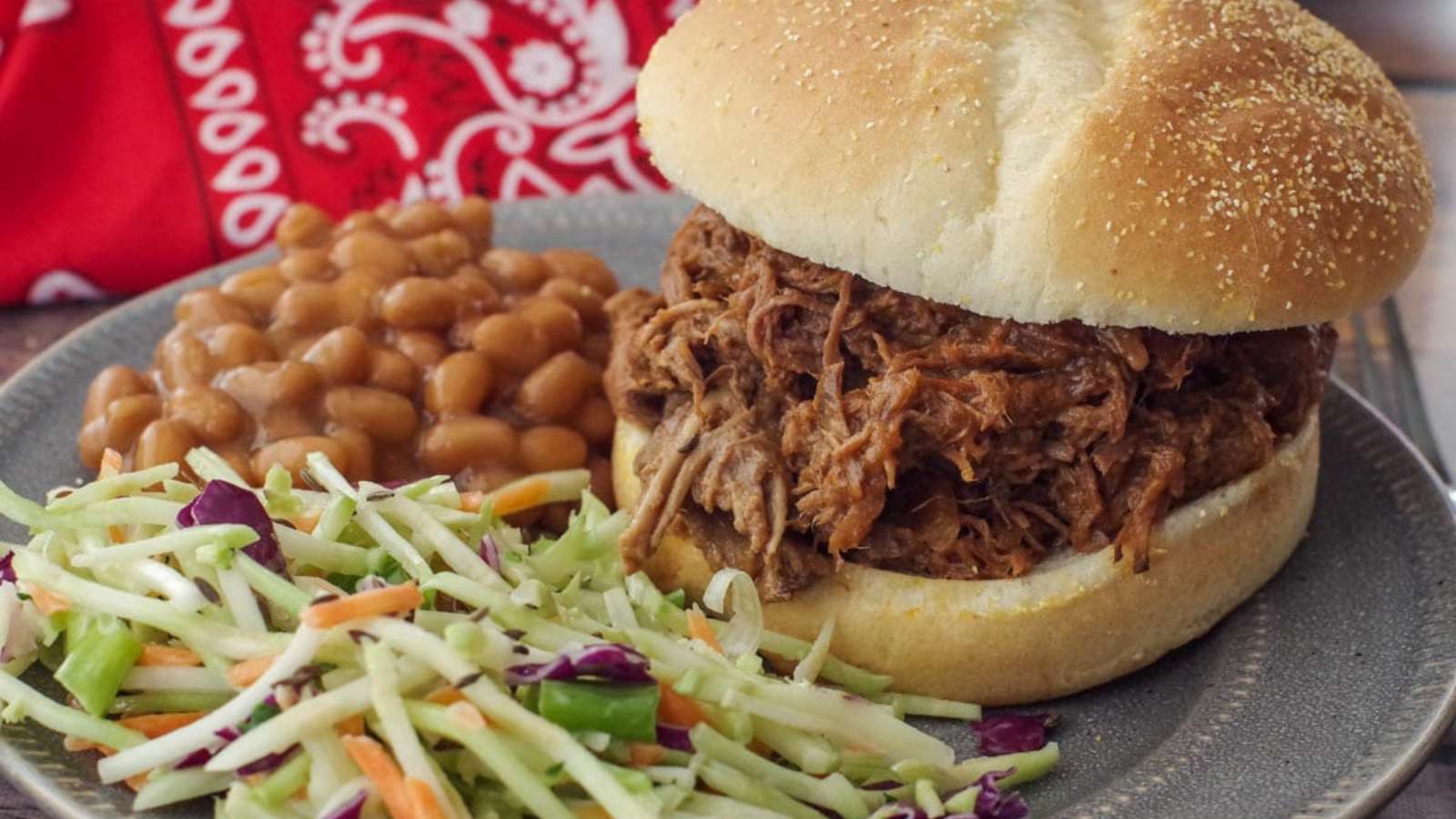 Slow Cooker Beef On A Bun recipe by Food Meanderings.
