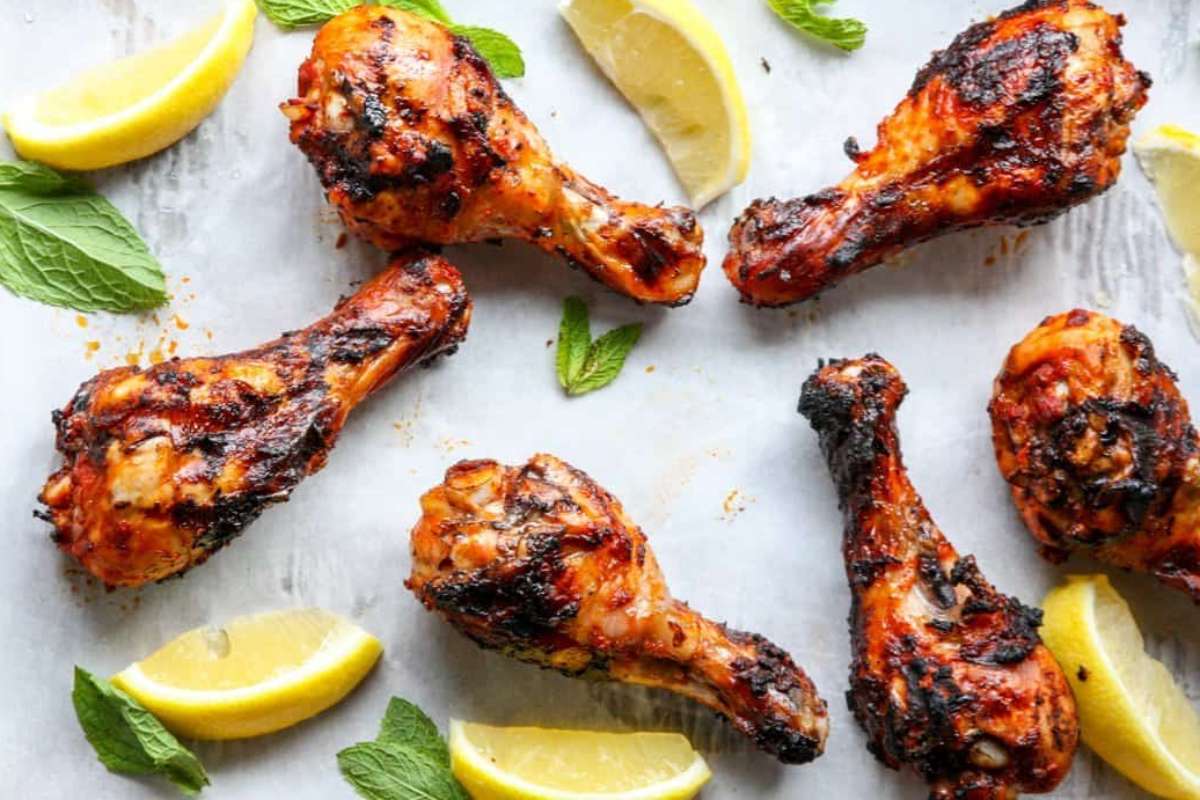 Grilled Harissa Chicken Drumsticks. 
