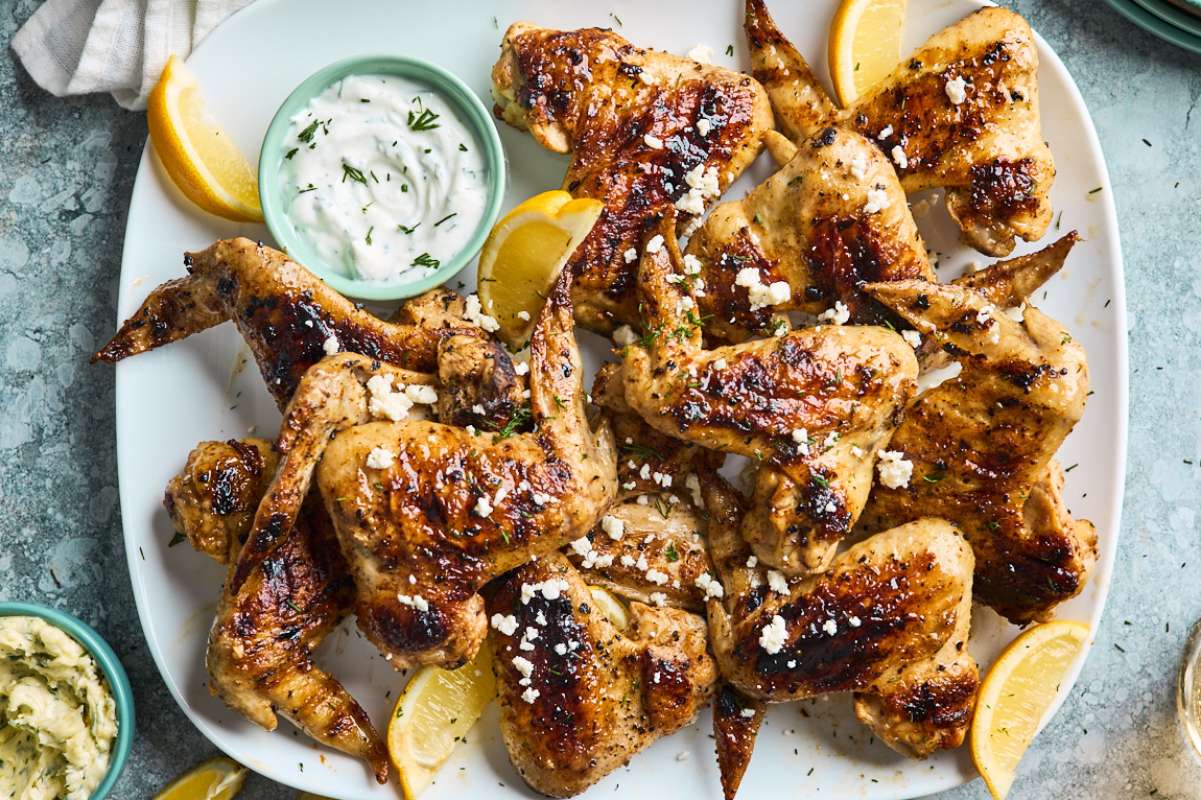 Greek Style Grilled Chicken Wings. 