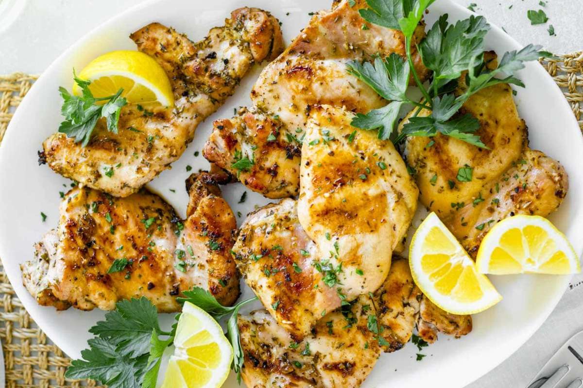 Grilled Greek Boneless Chicken Thighs. 