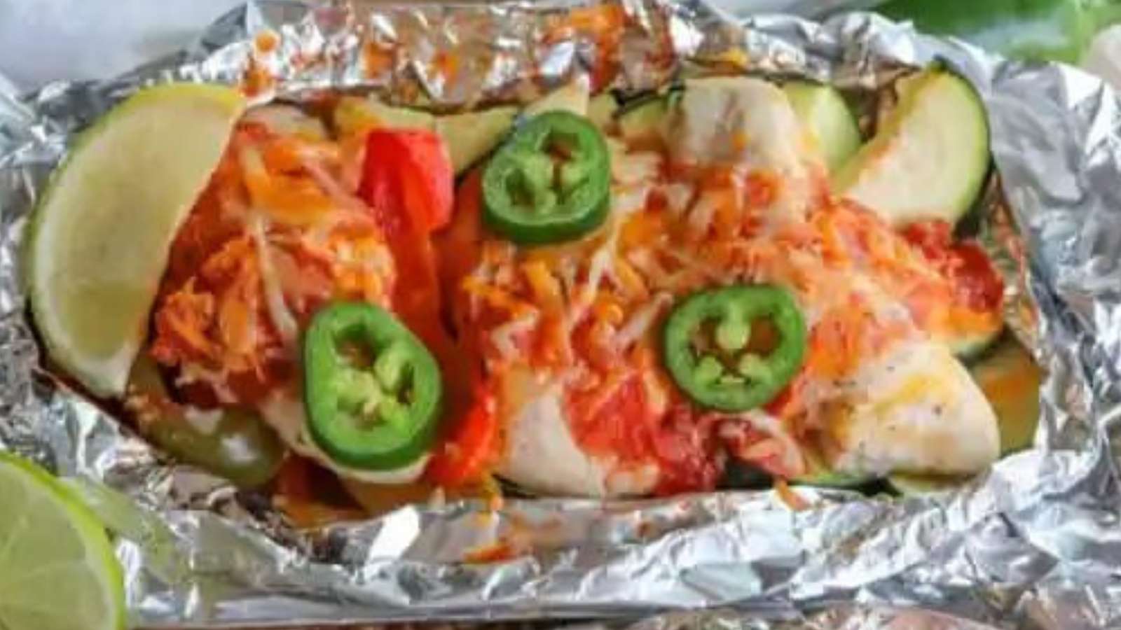 Salsa Chicken Foil Pack recipe by Homemade Heather.