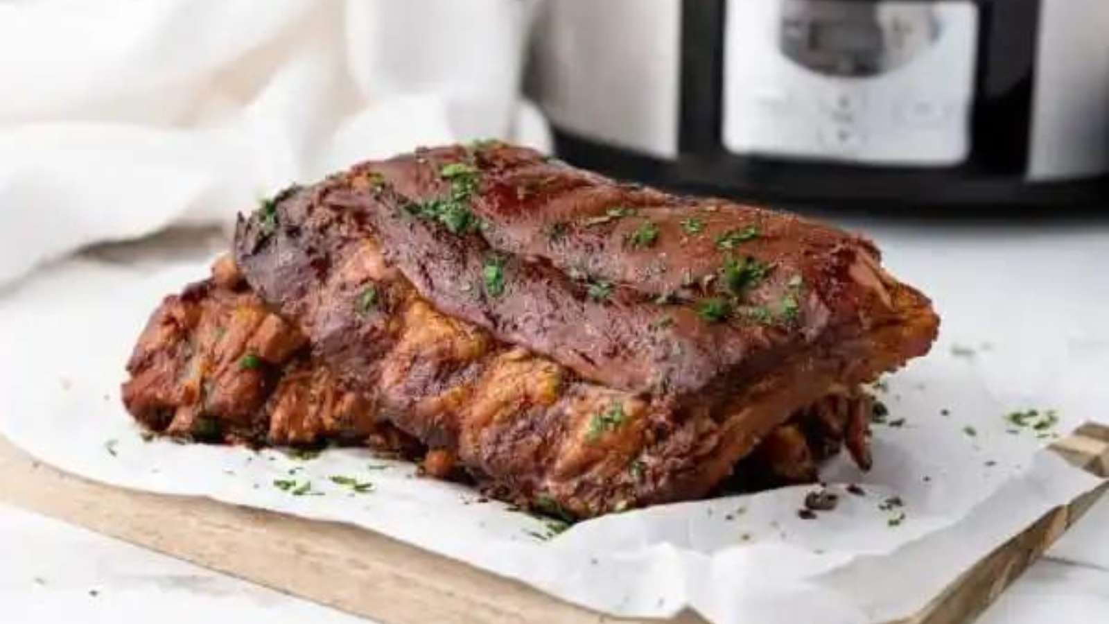 Slow Cooker Baby Back Ribs recipe by Homemade Heather.