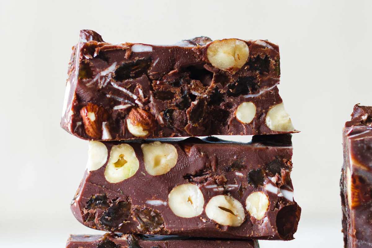 Homemade Chocolate Hazelnut Coconut Bars.