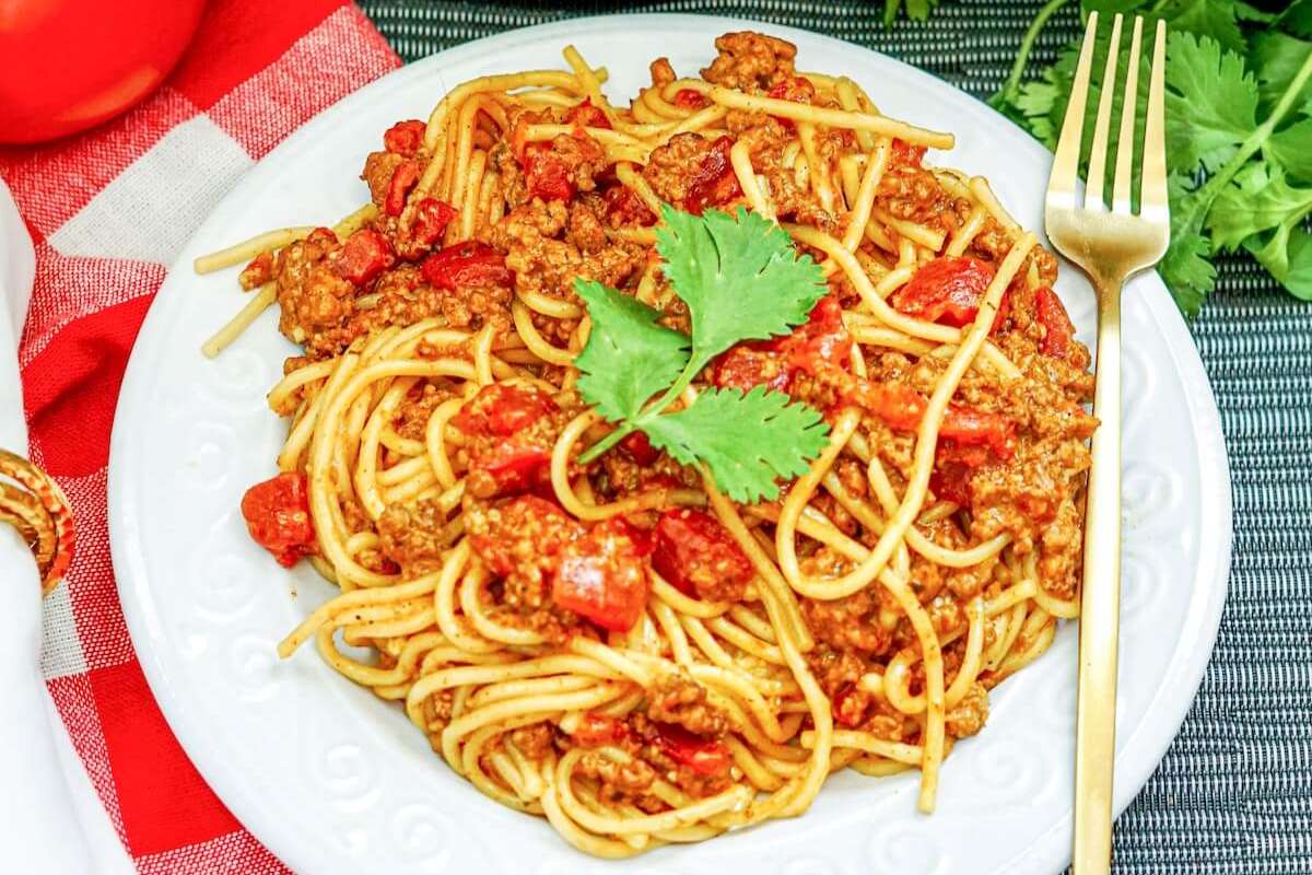 One Pot Taco Spaghetti