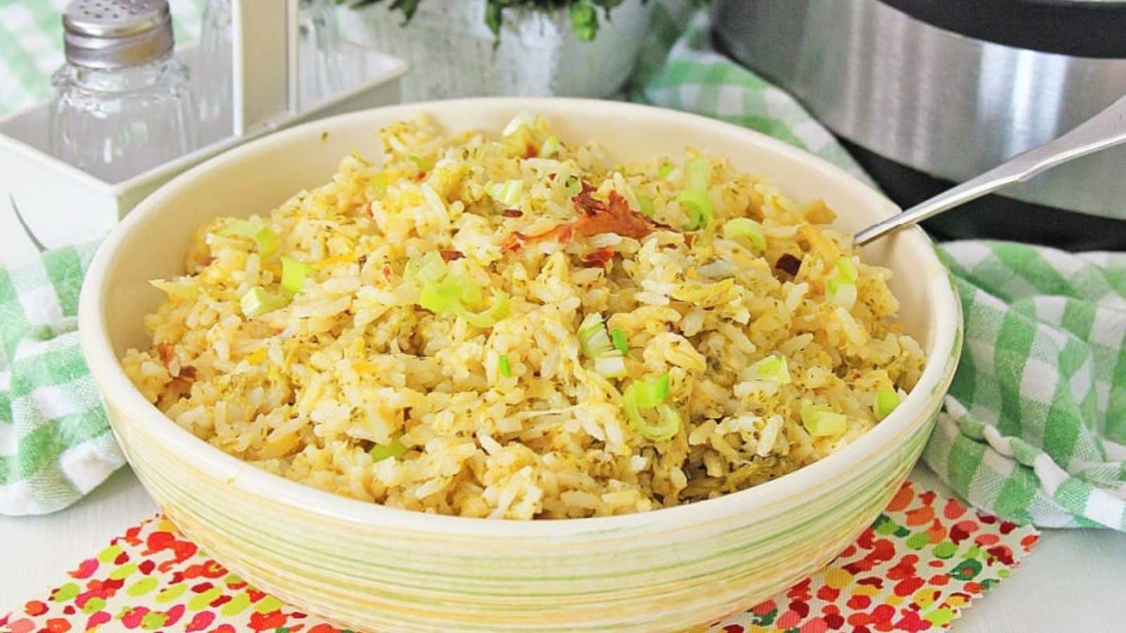 Instant Pot Cheesy Broccoli Rice recipe by Kitchen Divas.