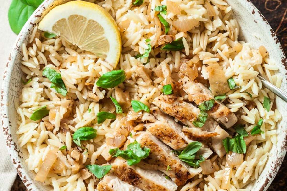 Lemon Basil Orzo with Chicken.