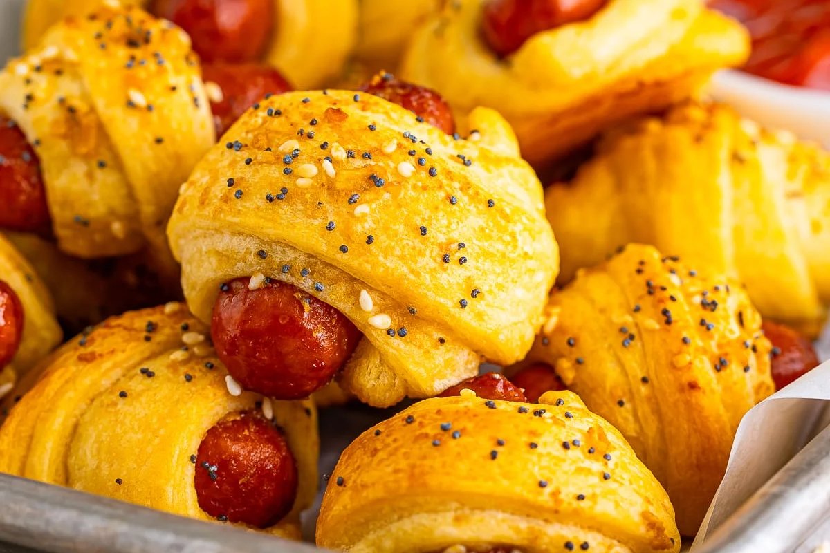 Mini Pigs in a Blanket with Savory Glaze. 