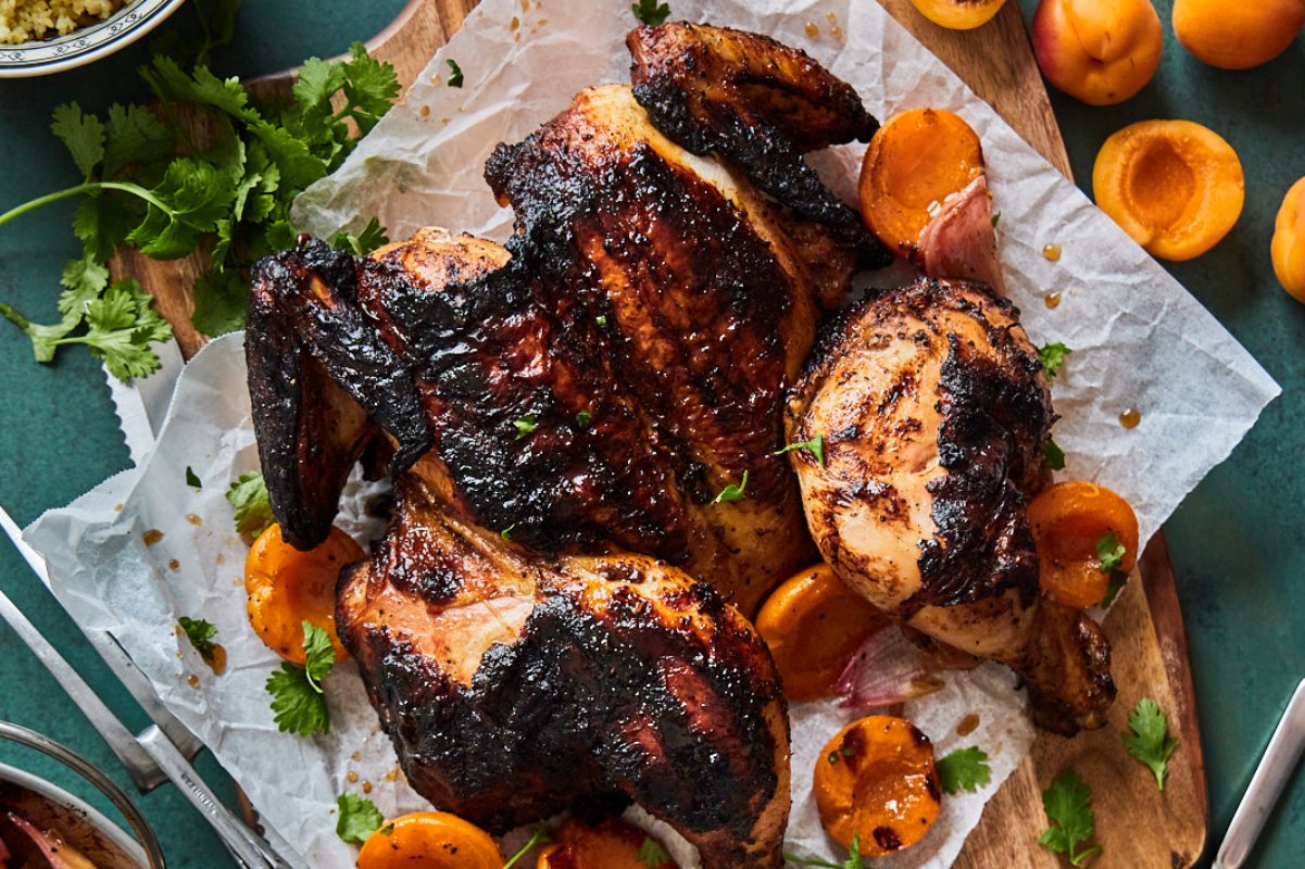 Moroccan Grilled Chicken With Apricots.