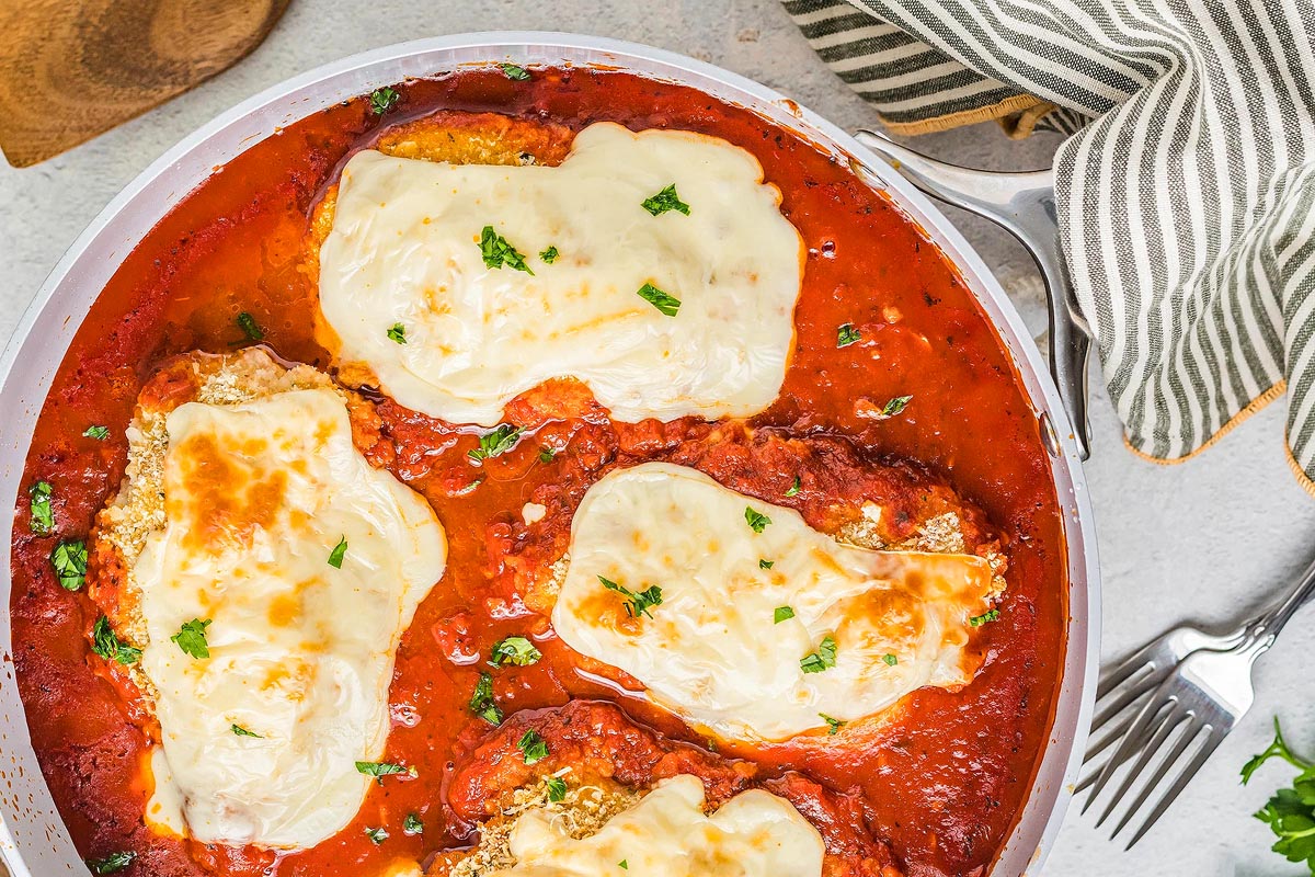 Mozzarella Stuffed Chicken Parmesan. 