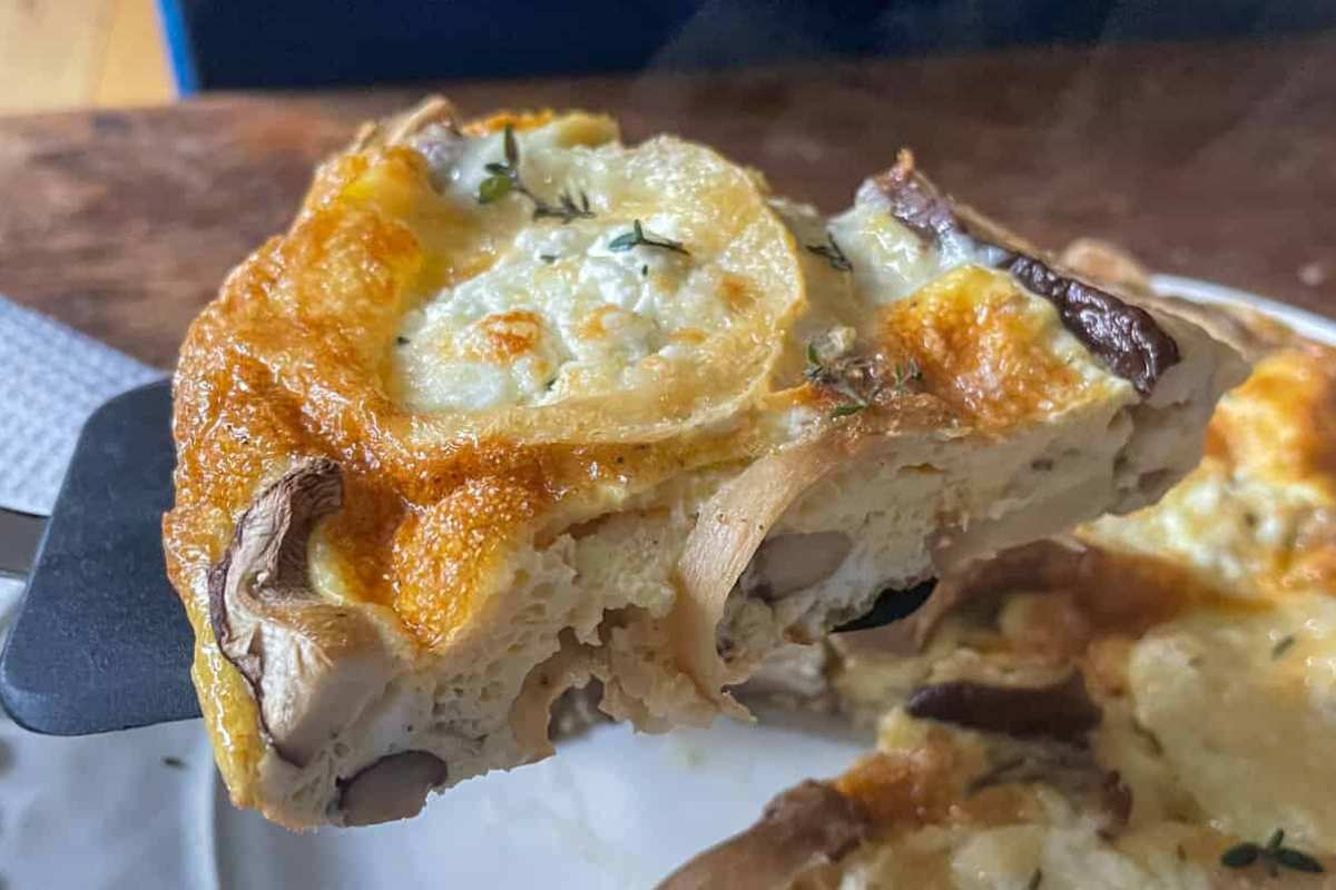 Mushroom and Goats Cheese Frittata. 