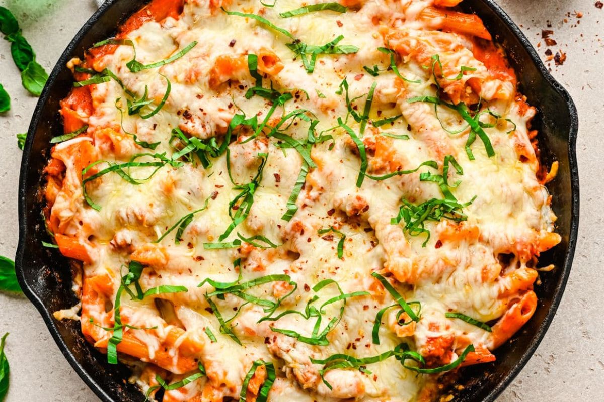 One Skillet Baked Ziti