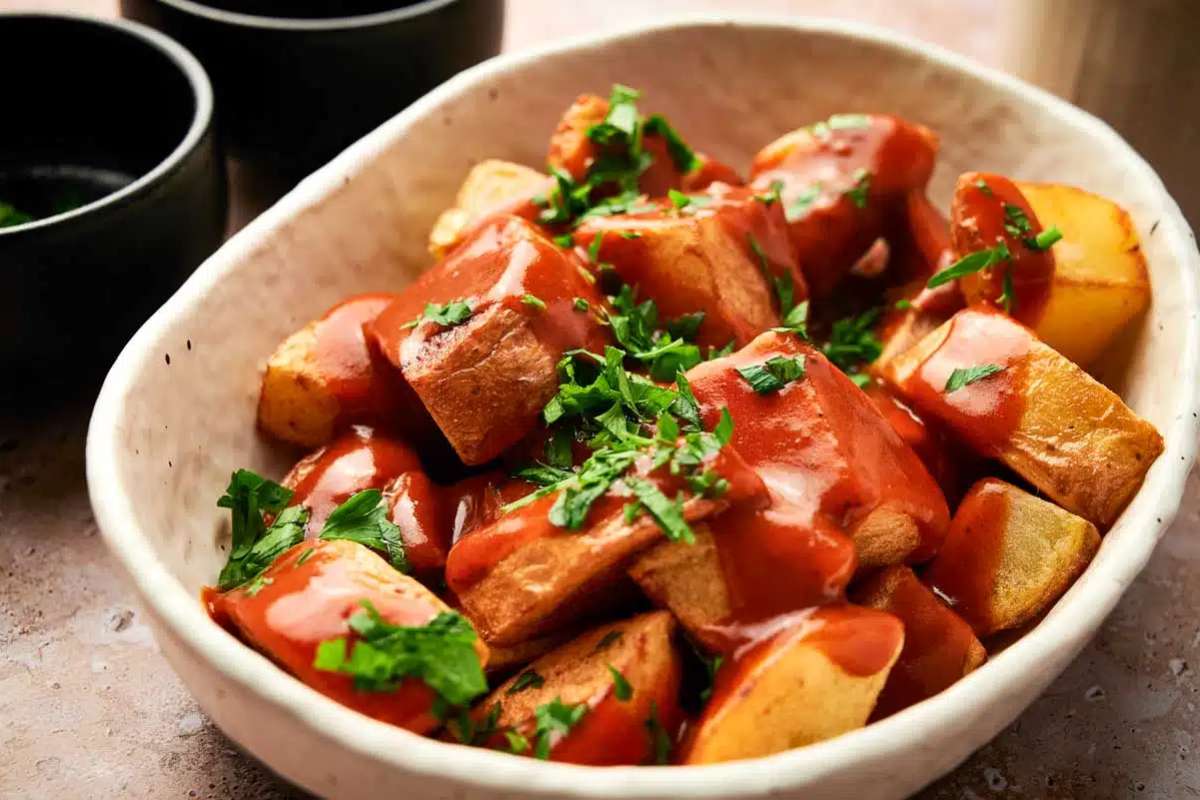 Patatas Bravas (Spanish Fried Potatoes). 