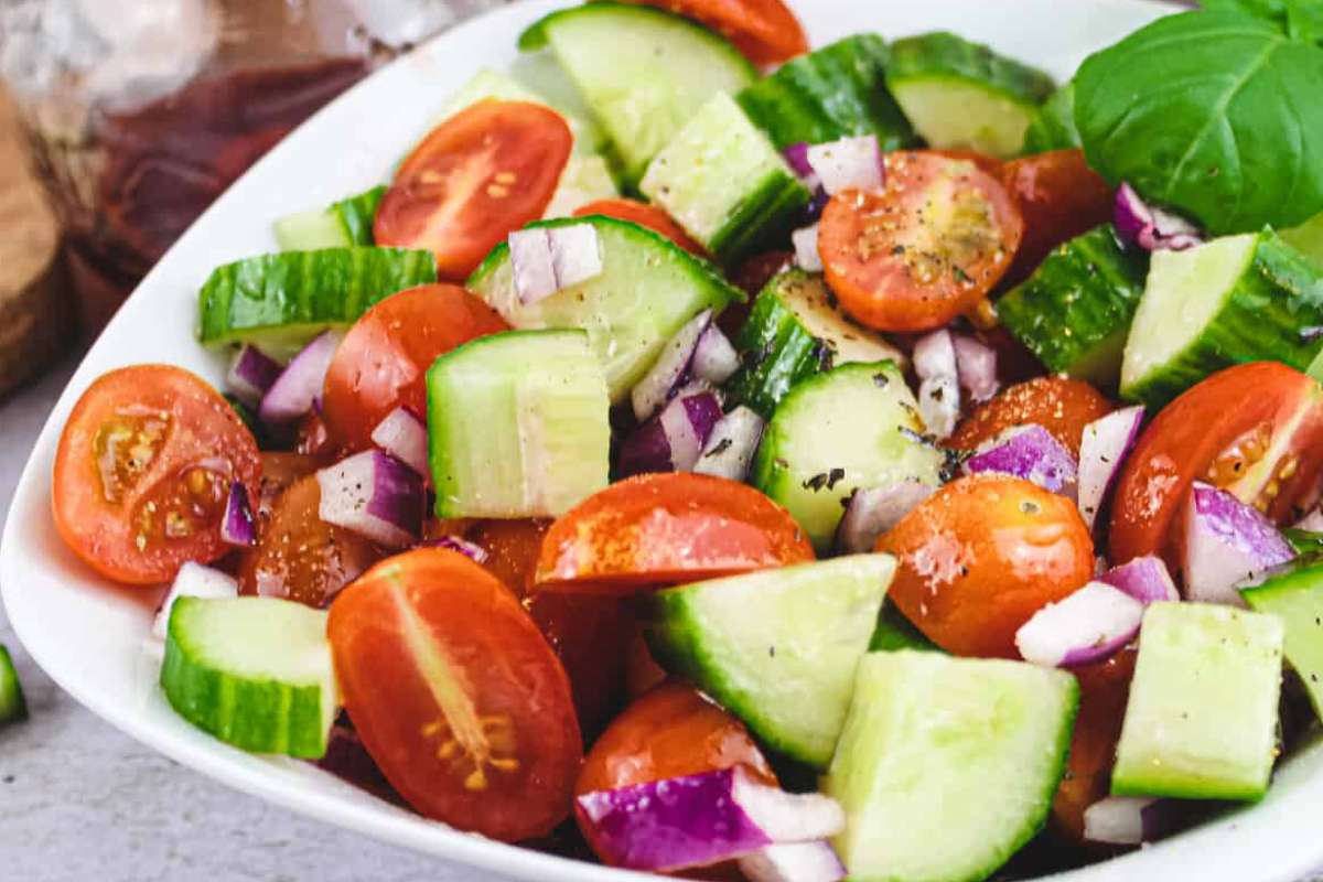 Panera Tomato Basil Cucumber Salad Copycat.