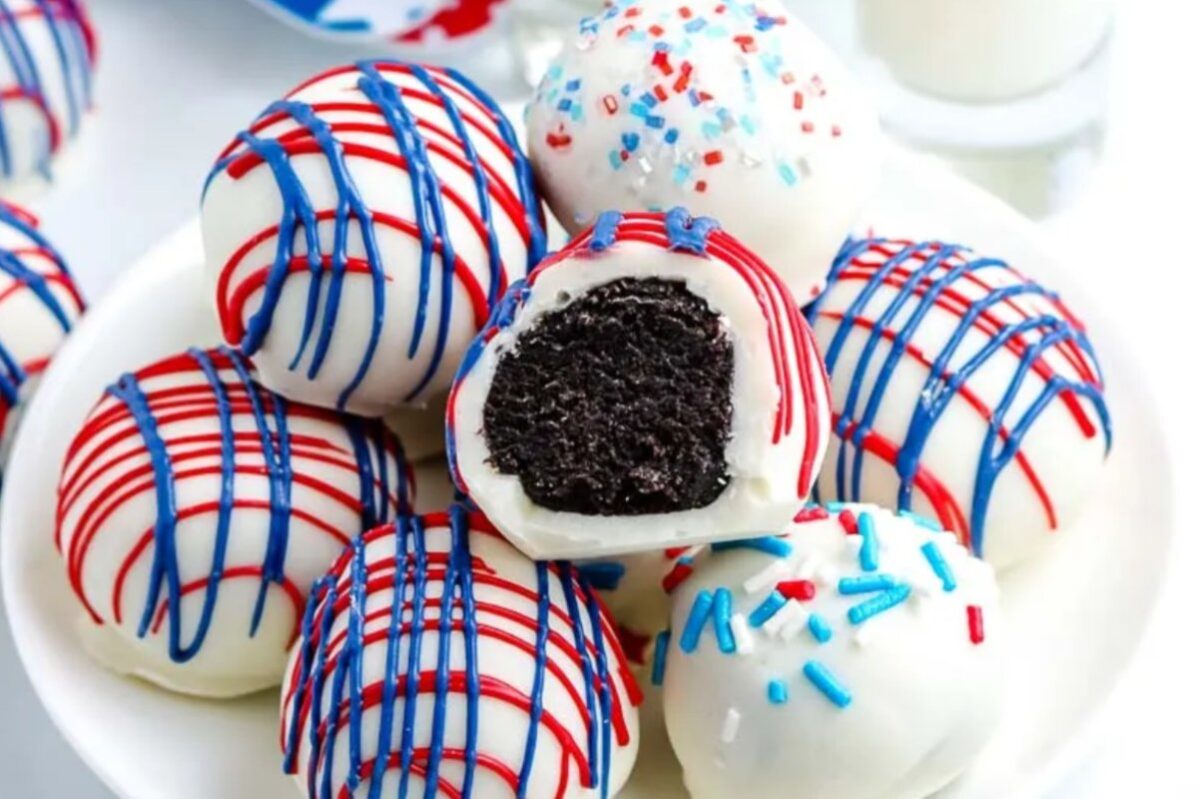 Patriotic Oreo Cream Cheese Truffles