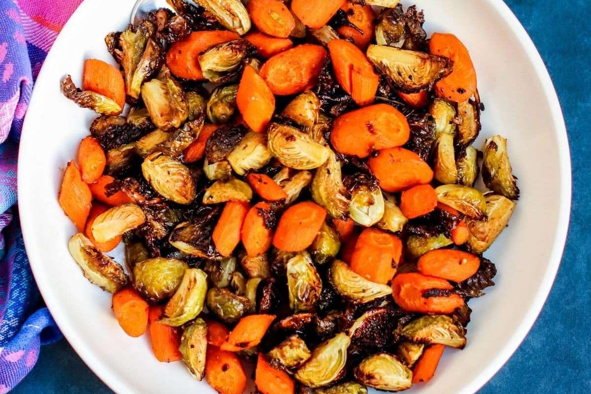 Roasted Brussels Sprouts And Carrots.