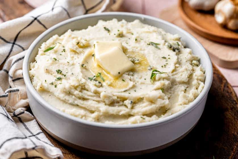 Roasted Garlic Blue Cheese Tarragon Mashed Potatoes