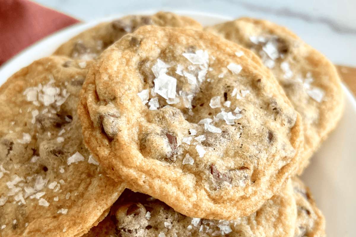 Sea Salt Toffee Chocolate Chip Cookies. 
