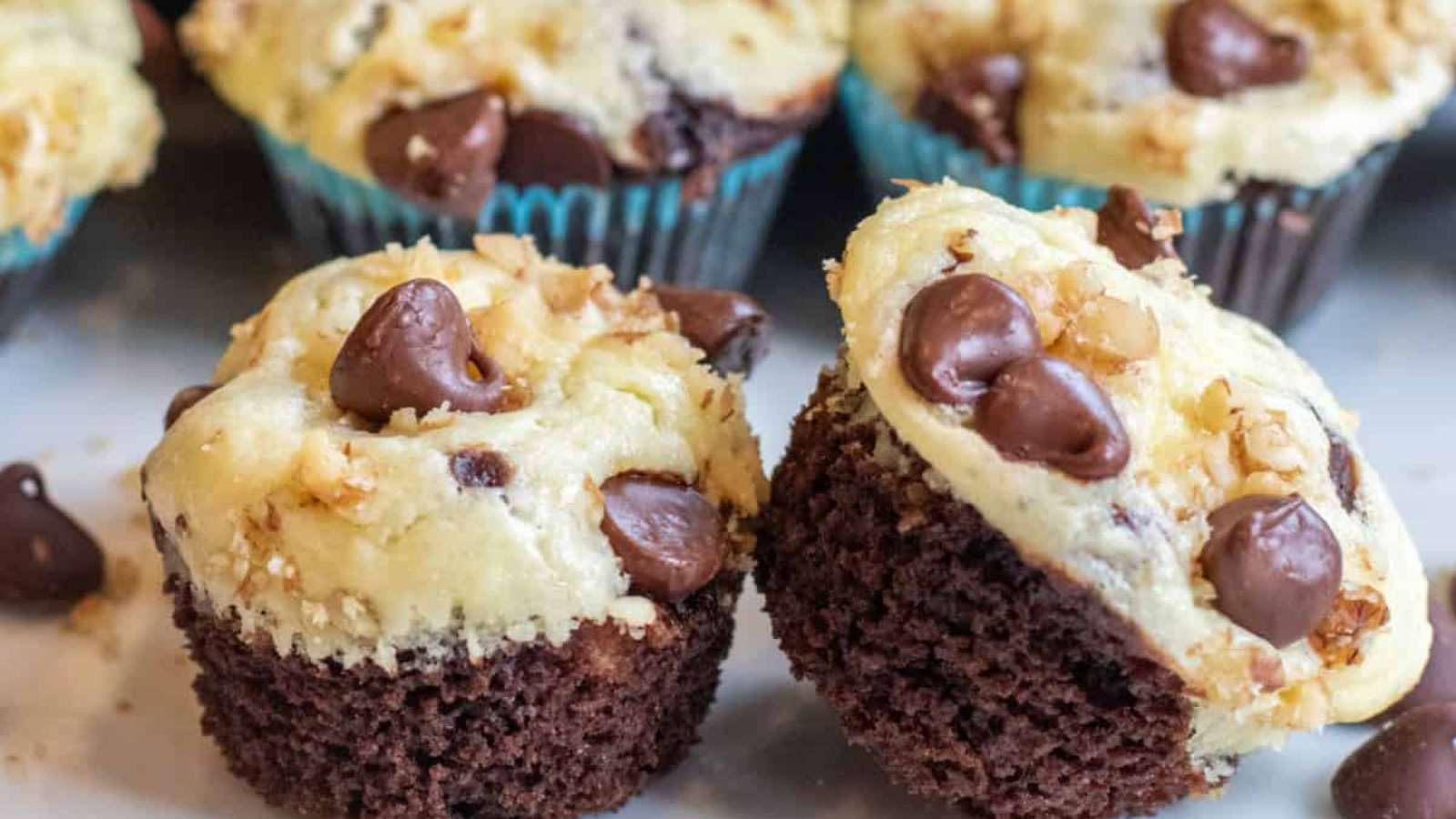 Mini Black Bottom Cupcakes recipe by Served From Scratch.