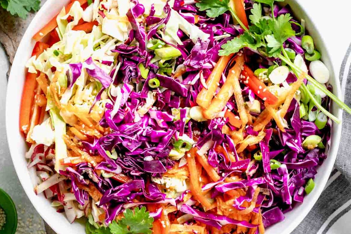 Sesame Coleslaw With Sesame, Soy & Ginger. 