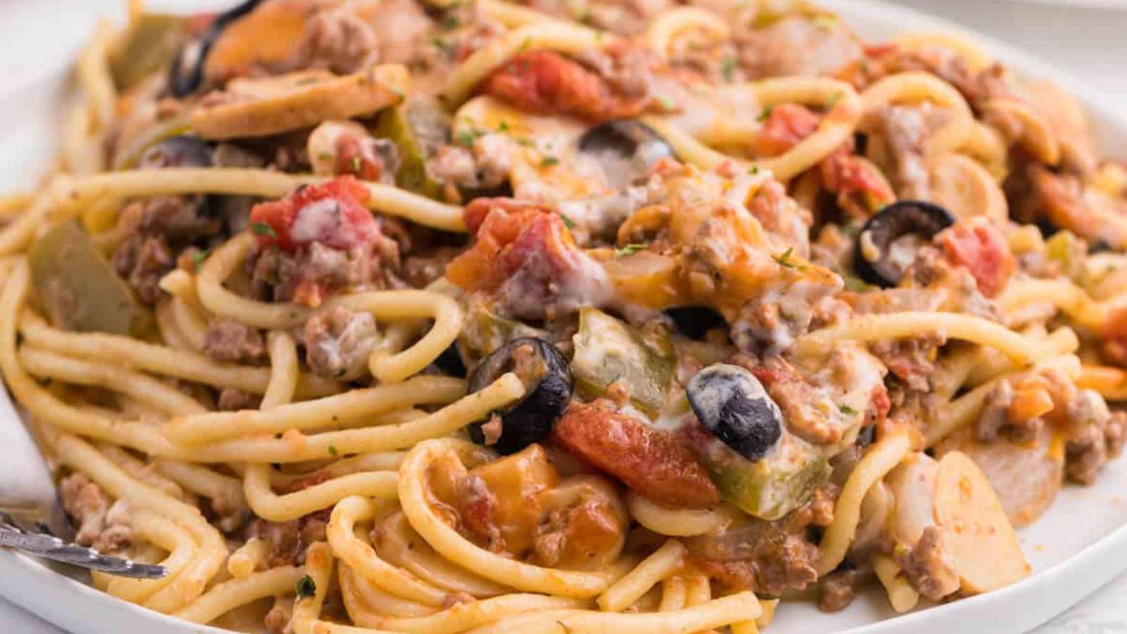 Spaghetti Casserole recipe by Simply Stacie.