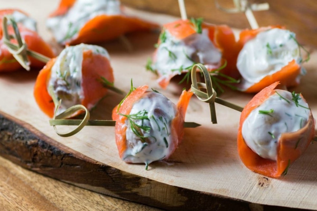 Smoked Salmon Wrapped Dill Chive Potatoes