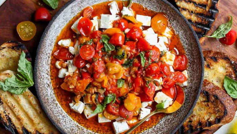 Spicy Tomato Marinated Feta.