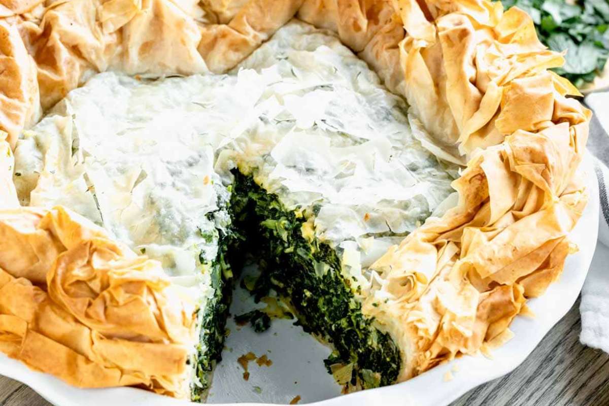 Spinach Feta Filo Pie. 