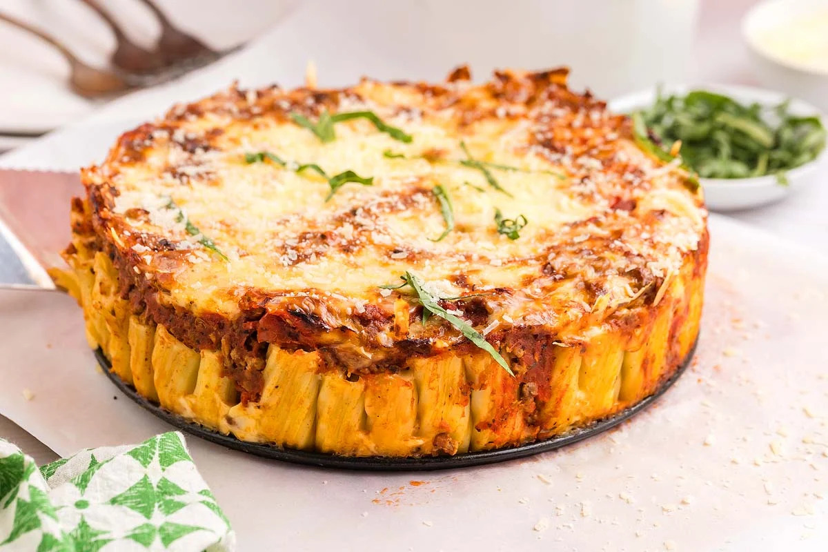 Stuffed Rigatoni Pasta Pie.