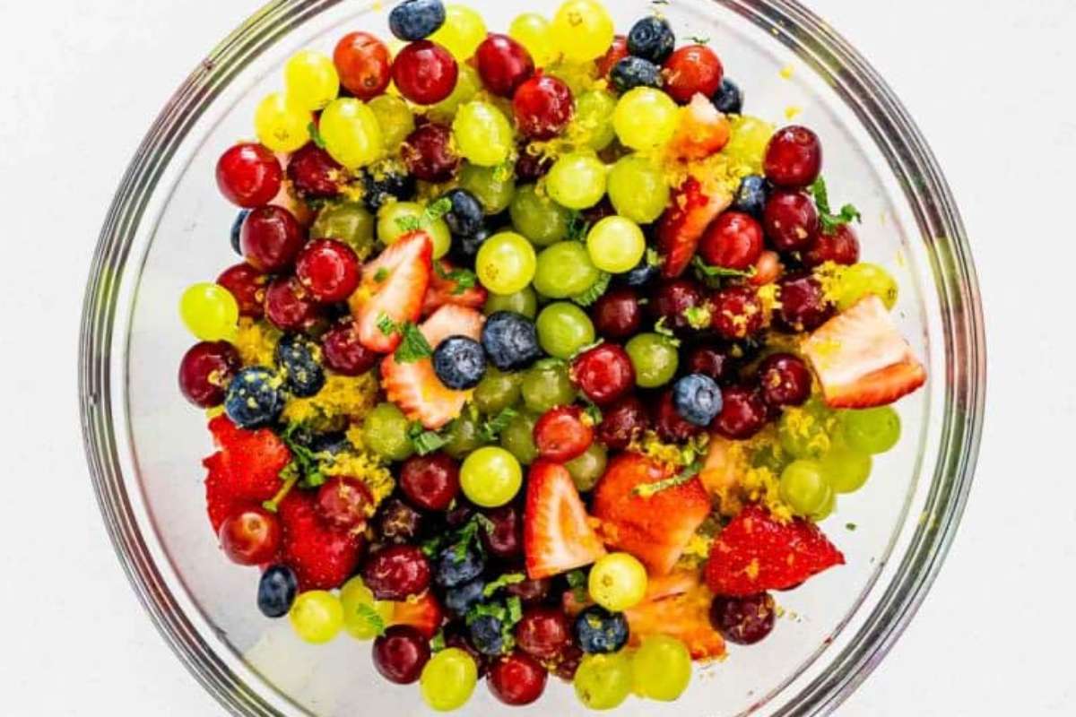 Summer Fruit Salad With Lemon Dressing. 