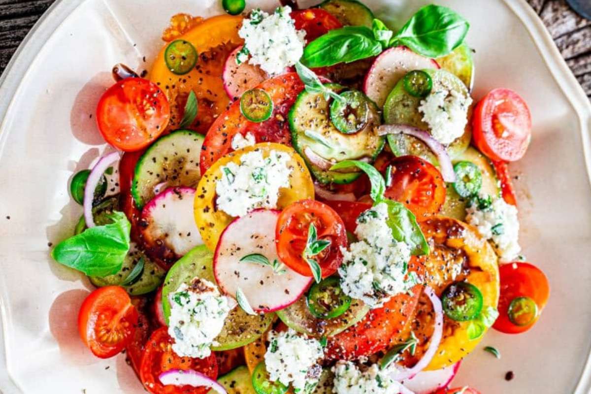 Summer Salad With Herbed Ricotta.