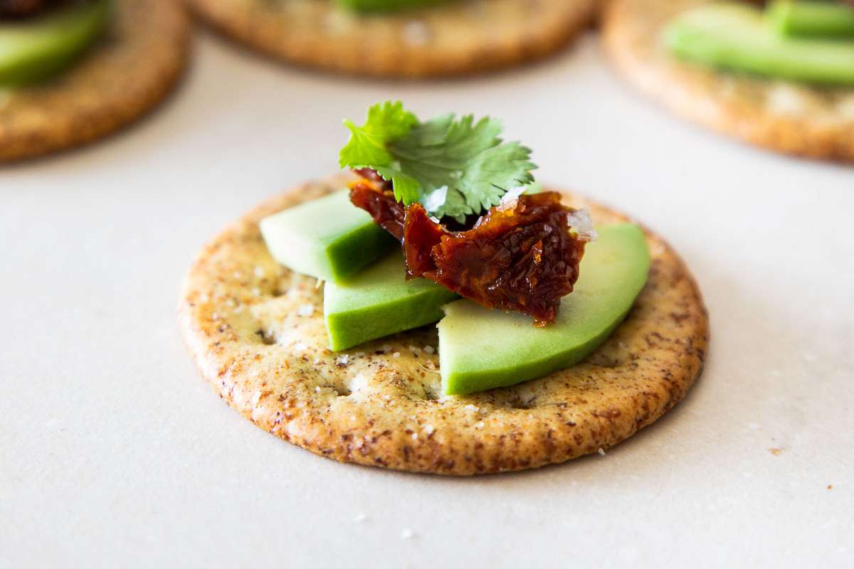 Sun-dried Tomato + Avocado Appetizers.
