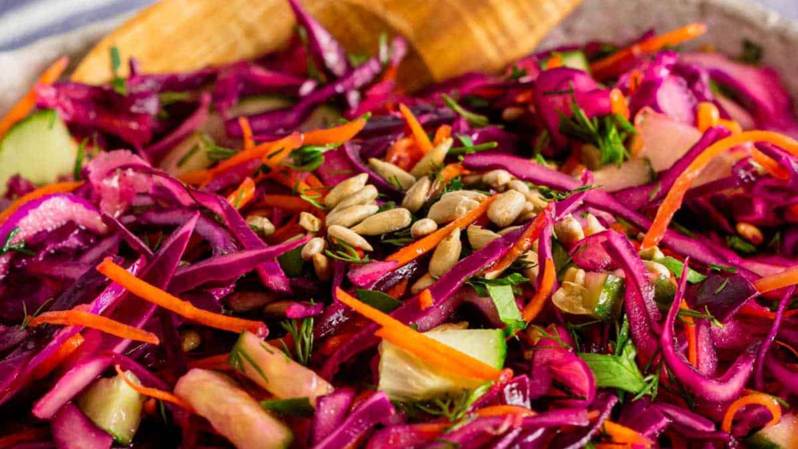 Red Cabbage Salad recipe by The Yummy Bowl.