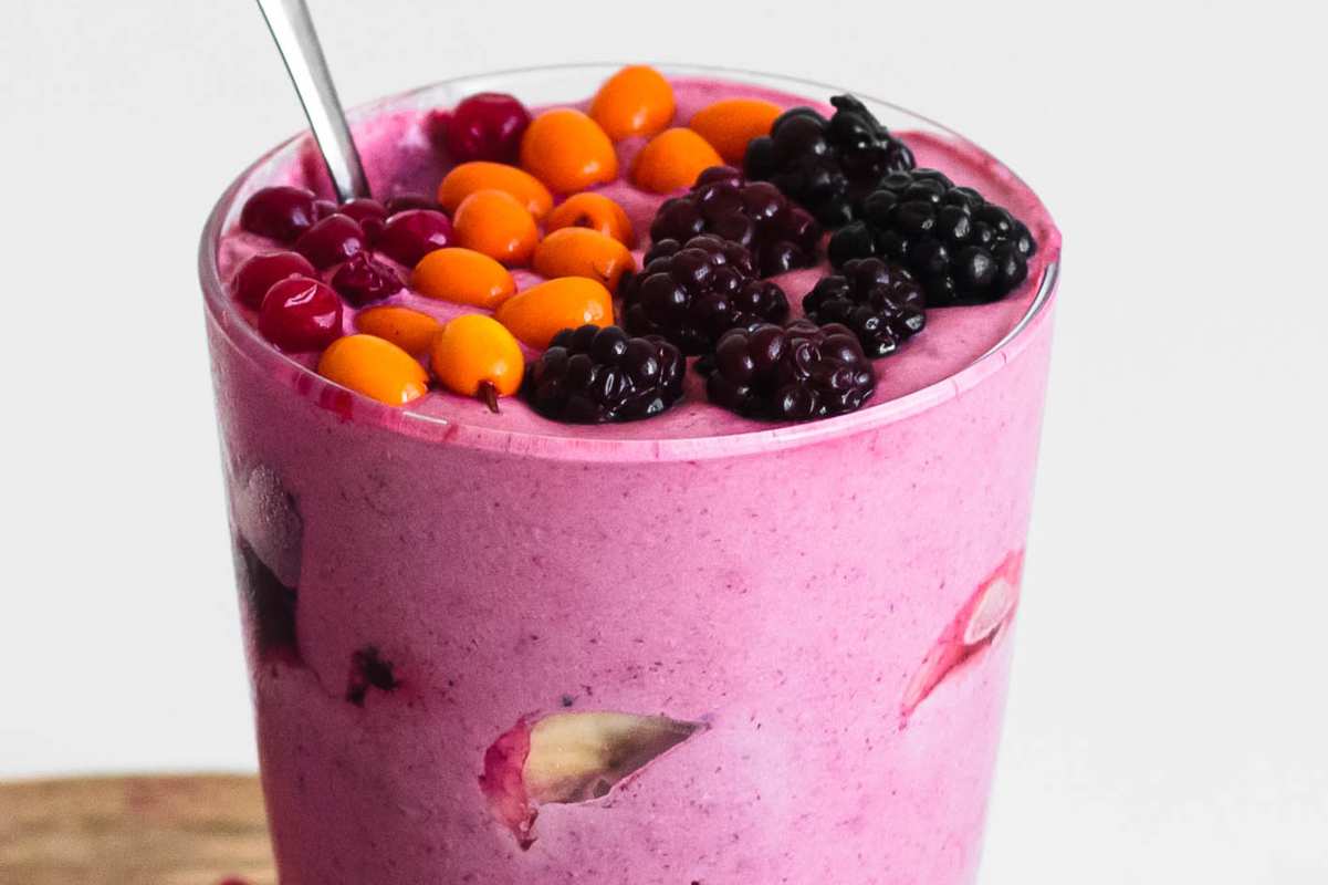 Ultimate Berry Banana Keto Milkshake. 