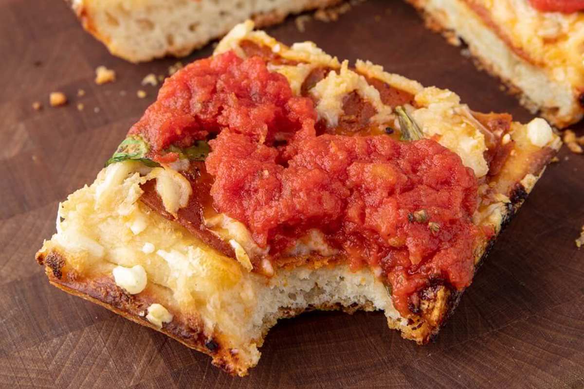 Vegan Detroit-Style Pizza. 