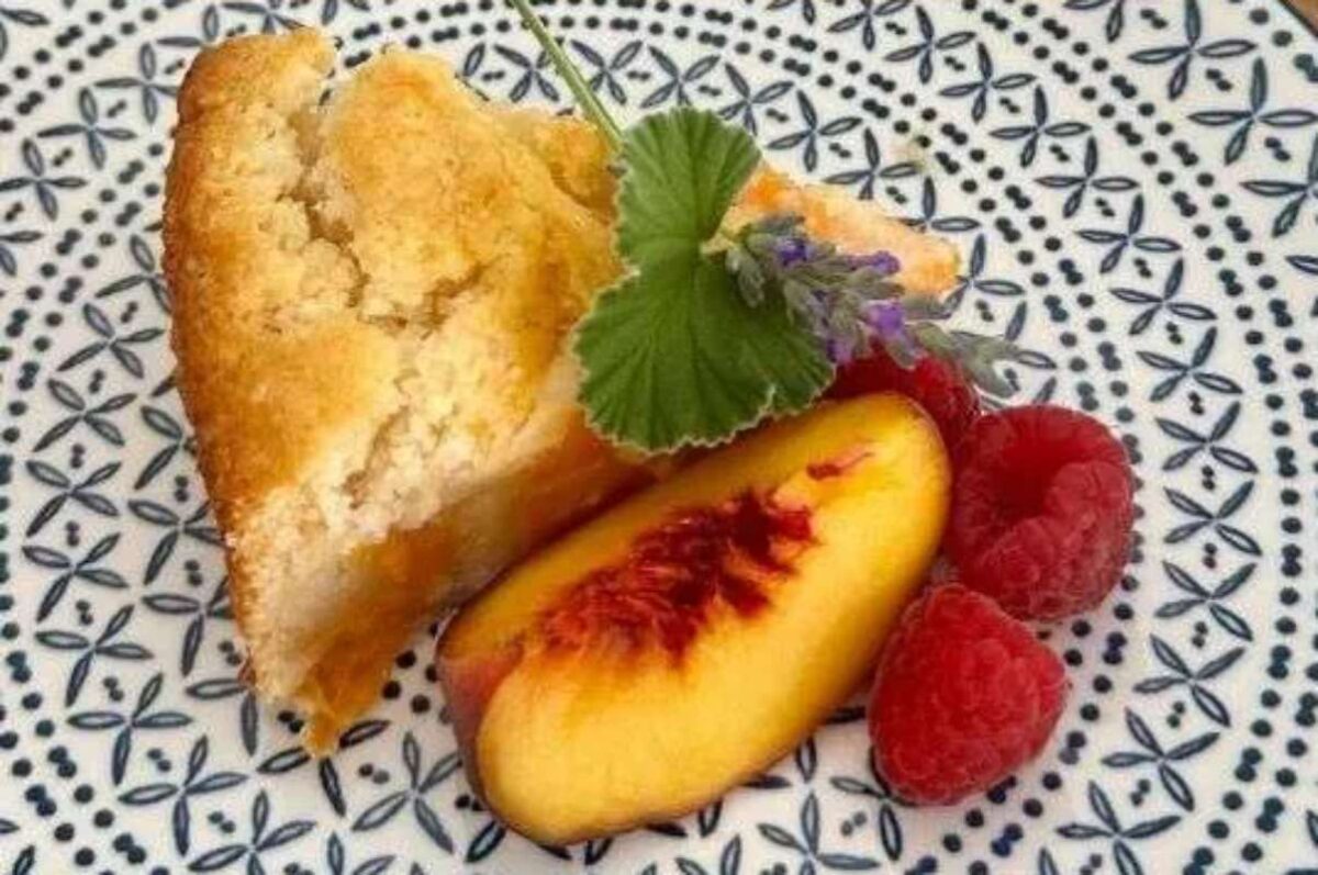 Vegan Vanilla Peach Cake With Just 2 Ingredients (Gluten Free).