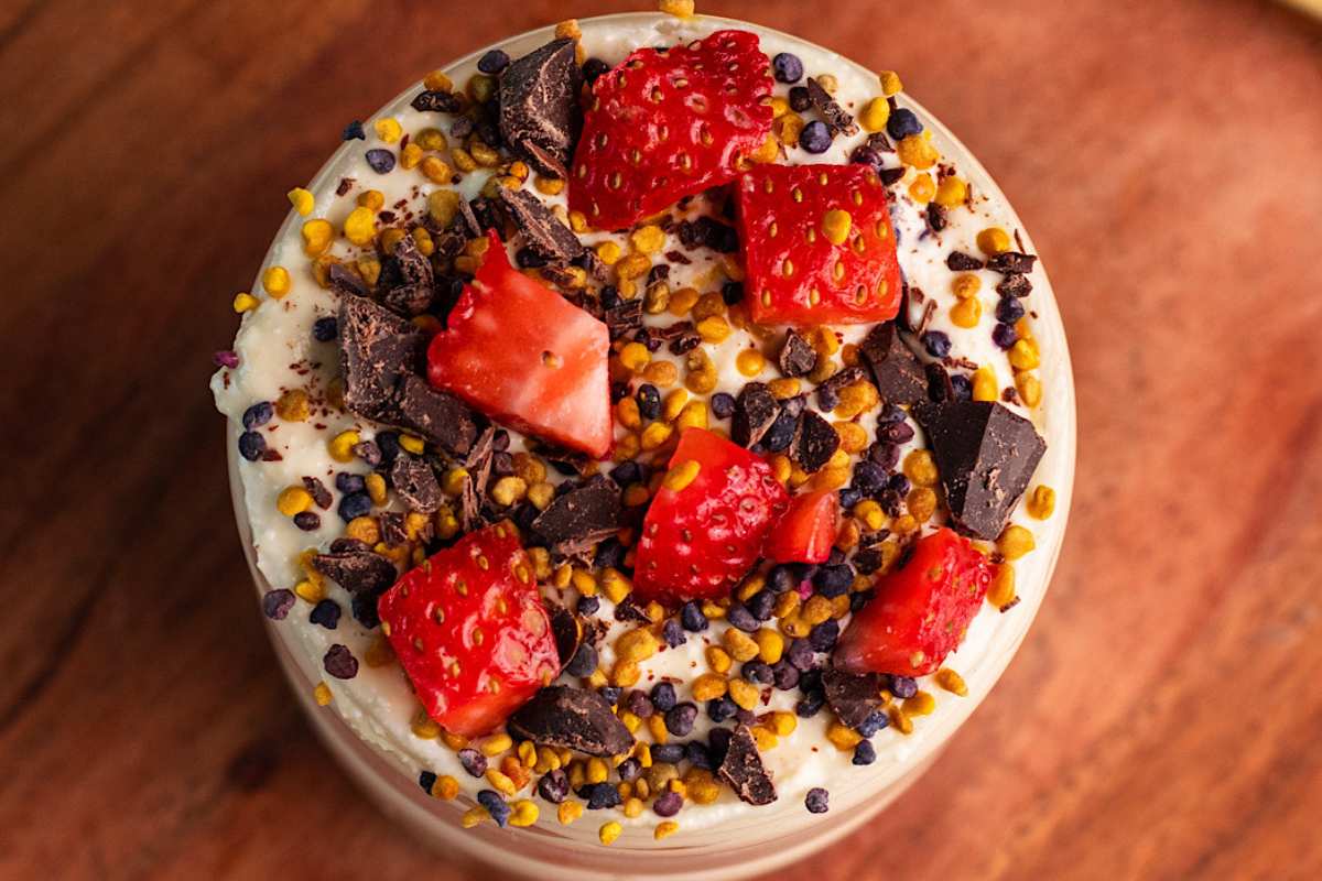 Whipped Honey Cottage Cheese Parfait. 