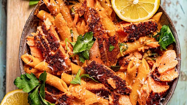 Easy Cajun Salmon Pasta.