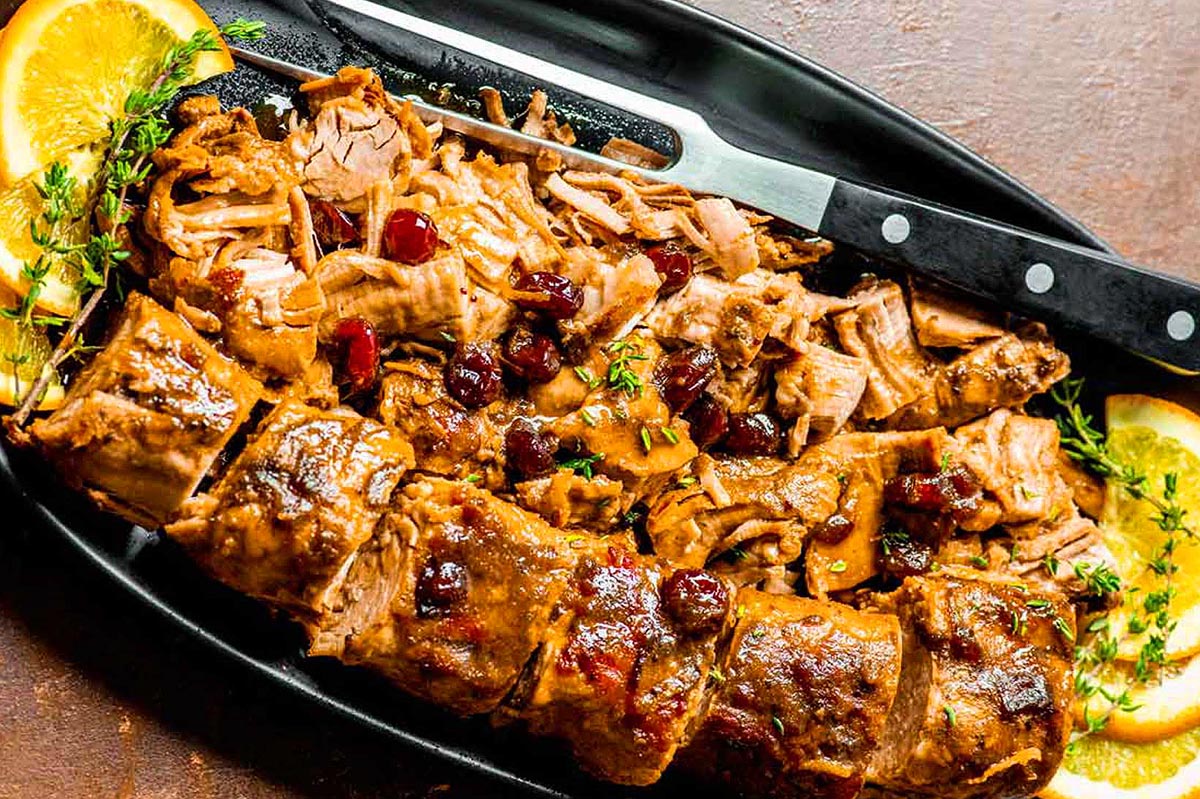 Crock Pot Cranberry Pork Tenderloin. 