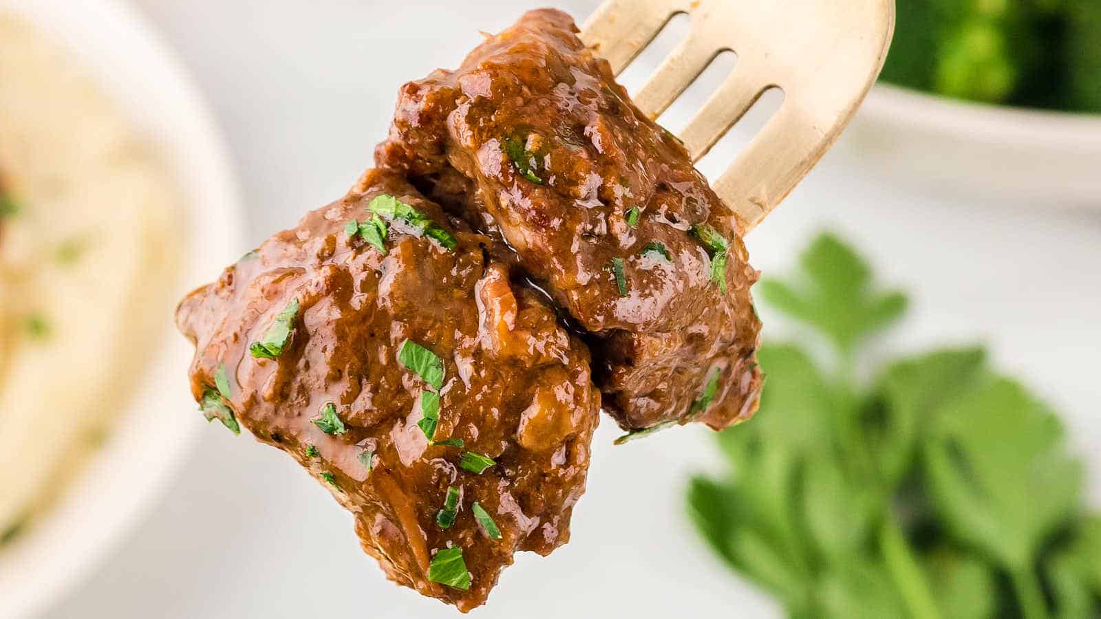 Crockpot Steak Bites recipe by Cheerful Cook.