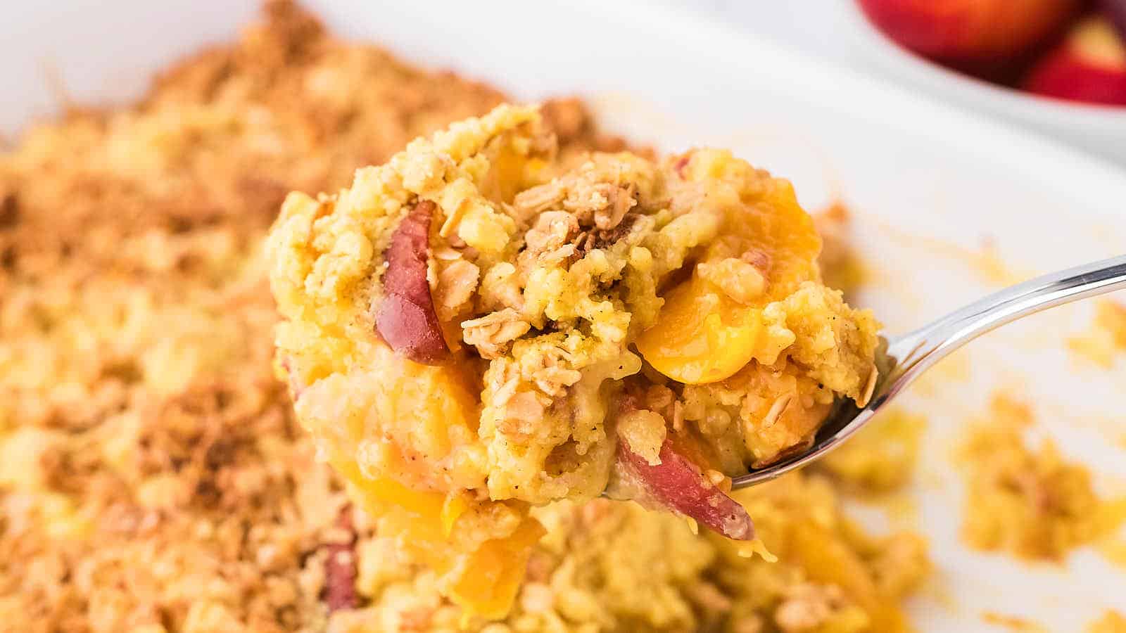 Peach Cobbler Dump Cake recipe by Cheerful Cook.