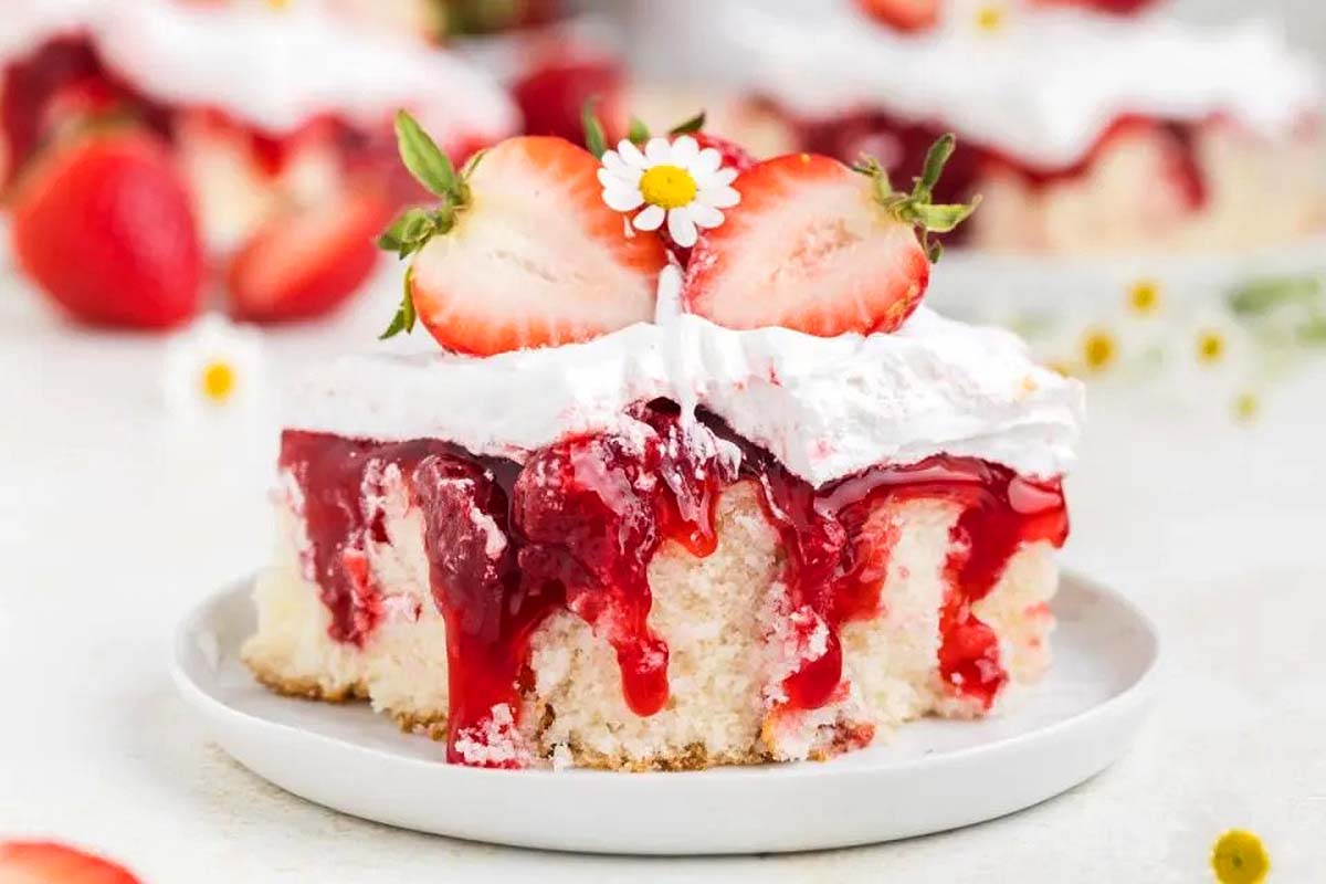 Strawberry Shortcake Poke Cake. 